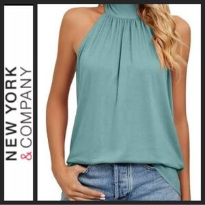 NWT NY & Co Sage Green Halter Tie Back Top
